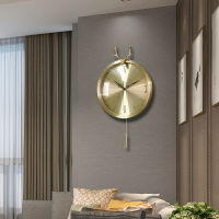 TQJ輕奢黃銅北歐式壁掛鐘客廳家用時尚石英鐘表臥室靜音掛墻時鐘