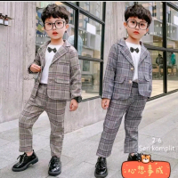 SETELAN ANAK LAKI LAKI IMPORT JAS 3 IN 1 KOTAK ZARA DASI KUPU USIA 1 2 3 4 TAHUN