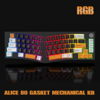 Alice Keyboard Kit RGB 68Key with Knob DIY Gasket Hot-Swap Ergonomics Bluetooth/2.4Ghz/Type-C Wired/Wireless Keyboard