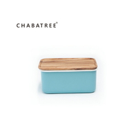泰國Chabatree 1.9L琺瑯密封儲物盒/保鮮盒(湖水藍)-L  ＊琺瑯盒身可當料理烤盤＊