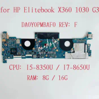 for HP EliteBook X360 1030 G3 Laptop Motherboard With I5 I7 8Th Gen CPU RAM:8G/16G DA0Y0PMBAF0 L31862-601 L31863-601 L31866-601