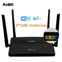 KuWFi 300Mbps 4G LTE Router Wireless Router With SIM Card Home Hotspot 4G WiFi Router RJ45 WAN LAN WiFi Modem Support 32 User