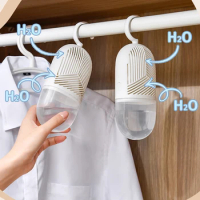 Clothes Dehumidification Box Reusable Hanging Dehumidifier Packs Anti-Mold with Water Collector&amp;Hook for Wardrobe Closet Cabinet