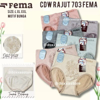 3,6,12Pcs Cd Celana Dalam Wanita Semi Korset Fema 703 Rajut Motif Bunga Super Soft