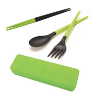 超值2組 炫彩三件式環保餐具 野餐便攜餐具(筷子/湯匙/叉子(附收納盒))