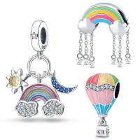 Silver Colour Rainbow Pendant Fit Pandora Charms Silver Colour Original Bracelet for Jewelry Making