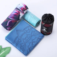 63*185cm Indoor Foldable Yoga Mat Cover Gym Polyester Printed Sweat Absorbing Yoga Blanket Travel Yoga Towel Outdoor Storage Bag