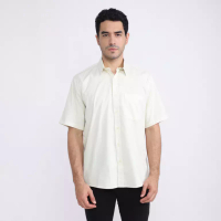 Larusso LARUSSO Kemeja Poplin Slim Fit Pria Lengan Pendek - Almond Oil
