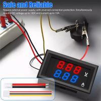 0-100V 10A Voltmeter Digital Ammeter Dual Display Voltage Detector Panel Meter semasa Amp Volt Gauge