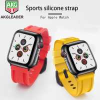 AKGLEADER For Apple Watch Series 7 6 5 4 44mm 45mm Sport Simple Solicone Watch Band Strap iwatch 3 2 1 41mm 38mm Watchbands