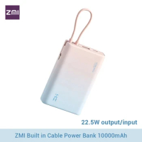 ZMI P17 Built In Cable Power Bank 10000mAh 22.5W Type-C Fast Charging Mi Powerbank Portable Powerbank For iPhone