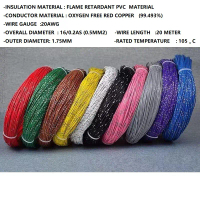 Reliable 20meter 0.5mm2 16Line Anti Flame Corrosive 20AWG Low Voltage Wire Copper Cable Auto Truck