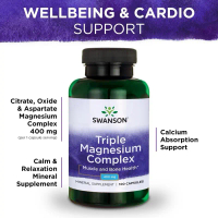Swanson Triple Magnesium Complex 400 mg Hỗ trợ hấp thụ canxi và sức khỏe cơ xương 100 viên