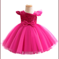 Summer dress for baby girl, purple flower girl dress for wedding, green, birthday party, 1, 2, 3, 4, 5 years old, pink
