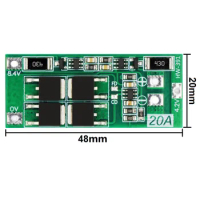 2S 20A 7.4V 8.4V 18650 Lithium Battery Charger Protection Board PCB BMS Board Standard / Balanced 20A Current Module For DIY