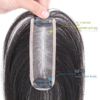 3# Net 4X13CM 100% Human Hair Piece Black Hair Topper Hair Replacement Cover White Hair Breathable A