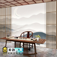 8D大氣新中式直播背景墻布客廳沙發墻紙臥室山水壁畫茶室裝飾壁紙