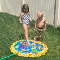 PVC Inflatable Water Spray Mat Children's Outdoor Lawn Toy Game Mat Ocean Pattern Water Spray Puzzle Mat