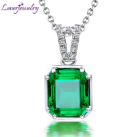LOVERJEWELRY 18K White Gold Diamonds Necklace Pendant for Women Anniversary Gifts Jade Jewelry Natural Emerald Pendants Necklace