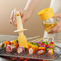 2 In 1 Oil Dispenser with Silicone Brush Kitchen Baking Olive Oil Dispenser Bottle Oil Dropper Bottle BBQ Sauce Brush Reusable