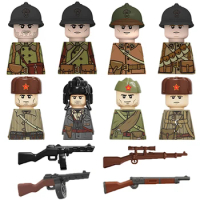 WW2 Military Building Blocks Solider Figures Gifts Weapons France Soviet Guns Lebel 1886 Mosinnagant