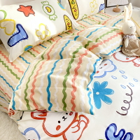可愛卡通純棉100%全棉四件套床單被套兒童床品床上三件套被罩