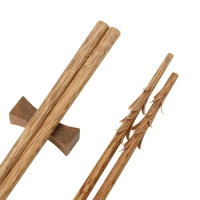 1 Pair of Handmade Natural Wooden Chopsticks Reusable Hash Brown Sushi Food Sticks Japanese / Korean / Chinese Food Utensils