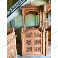 mimbar masjid kayu jati asli, mimbar masjid kaligrafi arab, mimbar