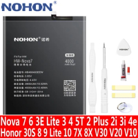 NOHON Battery For Huawei Nova 7 6 5T 4 4e 3 3e Lite 3i 2 Plus 2i Replacement Bateria Honor 30S 10 9 8 Lite 20i 8X 7X V30 V20 V10