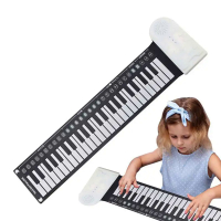 Flexible Roll Up Piano Keyboard Educational Electronic Digital Music Piano Keyboard 49 Keys Foldable Hand Roll Piano Portable