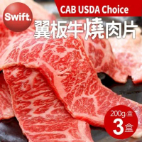 【築地一番鮮】美國安格斯CAB USDA Choice翼板牛燒肉片3盒(200g/盒)免運組