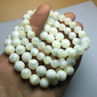 天然珍珠貝馬貝手鏈男女款白絲玉化貝殼手串單圈情侶水晶時尚飾品