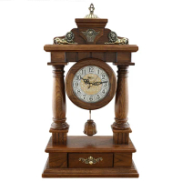 Solid Wood Clock Rhythm Antique Desk Clock Large Creative Pendulum Clock Quartz Desk Clock Ornaments
