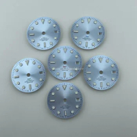 New 29mm sun patterned ice blue four pin dial with green light SUB GMT suitable for NH34 movement watch accessories
