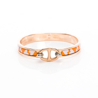 HERMES 愛馬仕 Mini Clic Chaine d Ancre Cartes a Jouer手環(橘&白/玫瑰金)(PM)
