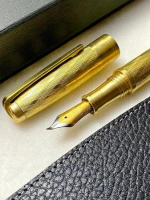 3952老山羊-X800 原味黃銅 蘇格蘭菱紋 雙色書法鋼尖鋼筆