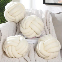 Lumbar Aesthetic Cushion for Home Room Sofa Car Office Decor Knot Ball Pillow Round Decorative Pillow Throw Plush Floor Pillow