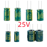 25V DIP High Frequency Aluminum Electrolytic Capacitor 220uF 1000uF 1500uF 2200uF 3300uF 4700uF 5600uF 6800uF 10000uF 22000uF