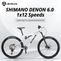 SAVA Full Suspension Mountain Bike with SHIMANO 1*12 Gear Carbon Frame Mountain Bike Full Suspension Downhill / Trail Bicycle