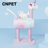 Unicorn Cat Climbing Frame, Cat Tree, Litter Cat Scratching Post, 4 Seasons, Universal Pet Toy