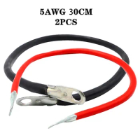 2pcs 30cm 12V Battery Inverter Connection Cable 16 Sq/5 AWG Wire Gauge Copper Cable Battery Cable For Nverter Cables Marine RV