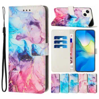 Wallet Flip Case For Motorola Moto Edge 30 Ultra Fusion G42 G62 X30 S30 Pro 5G Marble Color Card Slots Protect Cover D09G