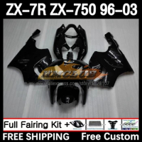 Body Kit For KAWASAKI NINJA ZX-7R ZX-750 96 97 98 99 129No.1 ZX 7R 750 7 R ZX750 ZX7R 2000 2001 2002 2003 Fairing Gloss black