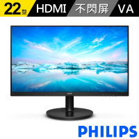 【Philips 飛利浦】221V8A 22型VA FHD窄邊框螢幕(內建喇叭/Adaptive-Sync/不閃屏/低藍光/4ms)