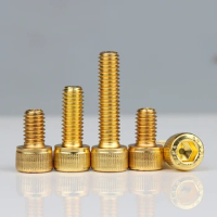 M6 M8 Hex Socket Cap Cup Head Screw Titanium Gold Plated Allen Bolts 12.9 Grade Length 4-50mm