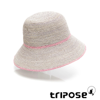 【tripose】JUNE 手工Raffia拉菲草帽 帽簷8cm(灰x粉)