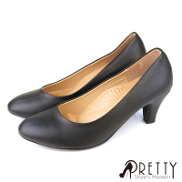 【Pretty】女 高跟鞋 包鞋 上班 素面 OL 通勤 面試(黑色)