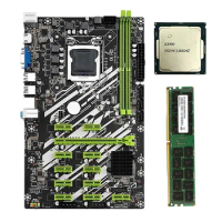 B250 BTC Mining Motherboard Set with G3900 CPU+8G DDR4 RAM+SATA Cable 12 PCI-E Slots LGA1151 DDR4 RAM SATA3.0 USB3.0
