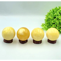1Pc Natural Milky Amber Polish Sphere / Top High Quality Amber / Healing Chakra Stone / Home Decorat