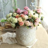 10 Heads Artificial Hydrangea Fake Flowers Silk Bouquet Party Wedding Home Garden Table Decor Retro Party Supplies Photo Props